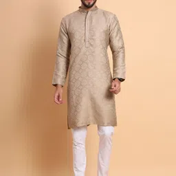 SWAGG INDIA Woven Design Mandarin Collar Jacquard Kurta-picture-12