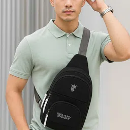 wogrn Black Men & Women Sling Bag Multipurpose Crossbody Sling Bag for Men Casual Daily Use image 2