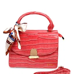 ODETTE Red Textured Structured Satchel-picture-12