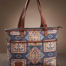 Mona B Brown Large Kilim Inspired Upcycled Canvas Handbag-picture-11