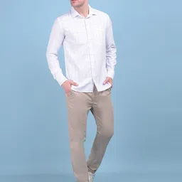 Crimsoune Club Classic Slim Fit Grid Tattersall Checks Opaque Checked Casual Shirt image 3