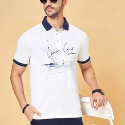 BYFORD by Pantaloons Graphic Printed Polo Collar Cotton Slim Fit Casual T-shirt-image-30
