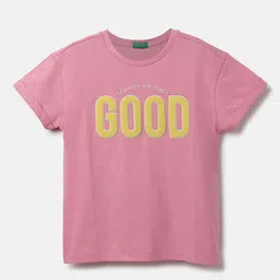 United Colors of Benetton Girls Typography Embroidered Applique Cotton T-shirt-picture-20
