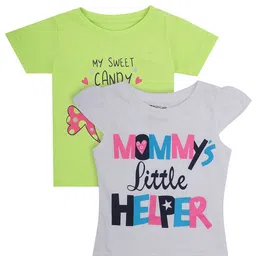 Bodycare Kids Girls Grey & Green Pack of 2 Printed T-shirt-picture-38