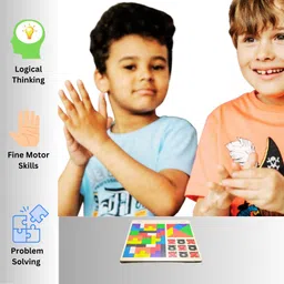 vaathsalya's 3-in-1 Wooden Puzzle Set – Tangram Puzzle, Brick Game & Tic-Tac-Toe Game Tetris image 4