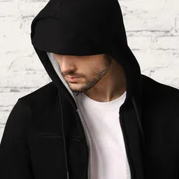 nobero Men Full Sleeve Solid Hooded Sweatshirt image 5