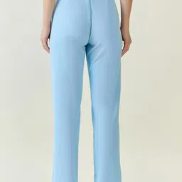 aayu Women Regular Fit Light Blue Lycra Blend Trousers image 2