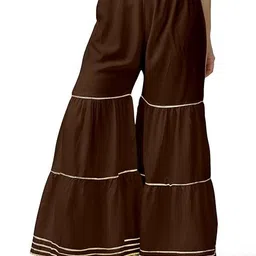 kanna fabric Women Regular Fit Brown Cotton Blend Trousers-picture-13
