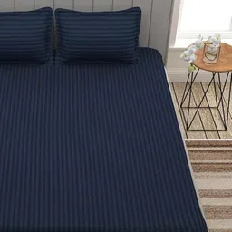 rvans creations 310 TC Satin King Striped Fitted (Elastic) Bedsheet-picture-16