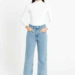 yudit fashion Women Straight Fit Mid Rise Light Blue Jeans-picture-42