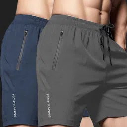 lothric Pack of 2 Solid Men Dark Grey, Dark Blue Gym Shorts-picture-15