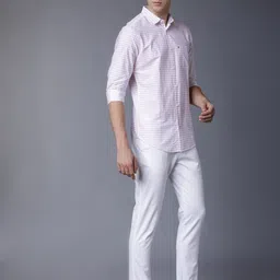 highlander Men Slim Fit White Cotton Blend Trousers image 5