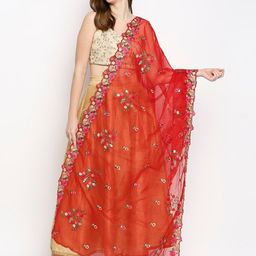 Dupatta Bazaar Embroidered Organza Dupatta with Sequinned-image-85