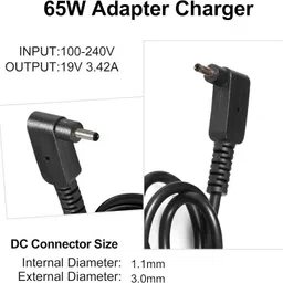 Regatech Chromebook R11 CB5-132T-C883, R11 CB5-132T-C88E 19V 3.42A Pin 3.0x1.1mm 65 W Adapter image 3