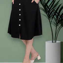 areca designer Women Solid Flared Black Skirt image 2