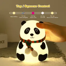carfrill Rechargeable Cute Silicone Panda Night Lamp for Bedroom with Touch Gesture Table Lamp image 2
