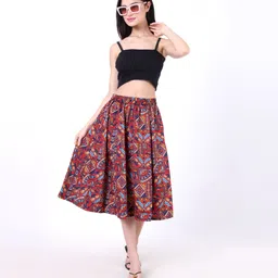 prabhnoor Women Printed A-line Black Skirt image 5