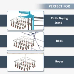 livingbasics 25-Clip Clothes Drying Hanger for Hanging Napkins, Socks, Lingerie / Rust-Free Stainless Steel Cloth Clips image 5