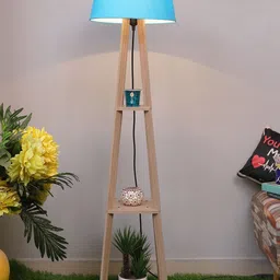 Homesake Turquoise Blue Soild Faraday Wood Floor Lamp-picture-14