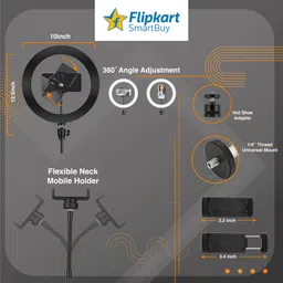 Flipkart SmartBuy 10 inch LED Selfie Ring Light with Mobile Holder for Photo, Video| 3 mode Ring Flash image 2