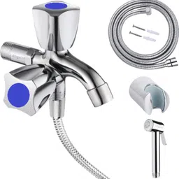 alligator Two Way Bib Cock Tap Angle Faucet Magic With Health Faucet & 1 Meter Shower Health Faucet image 1