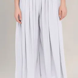 rahamat Women Loose Fit White Cotton Silk Trousers-picture-12