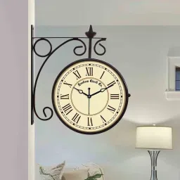 random Double Sided Vintage Multicolour Metal Station Clock image 1