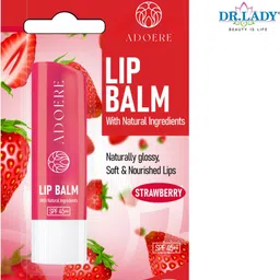 adoere Strawberry Lip Balm SPF 45++ Natural Lip Balm Hydrating LipCare Naturally Glossy Strawberry image 1