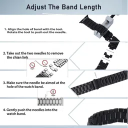 Like Star Stainless Steel Metal Chain Fit Link Bracelet Band Strap Compatible with 2023-2024 Watch Series 7 (45mm), Series 6|SE|5|4 (44mm), Series 3|2|1 (42mm) [Watch Not Included] Smart Watch Strap image 3