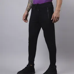 bewakoof Men Solid Black Track Pants image 2