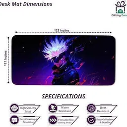 Gifting Domus Satoru Gojo Colorful Art Anime Large Mouse Pad With 10 Free Anime Stickers, Non Slip Base Mousepad image 4