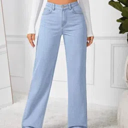 yudit fashion Women Loose Fit Mid Rise Light Blue Jeans-picture-14