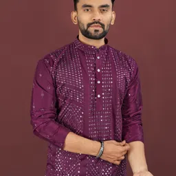 krm Men Embroidered Viscose Rayon Straight Kurta image 4