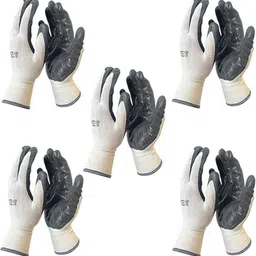 techomania 5 PAIR Cut Resistant Protection with Rubber Grade Wet and Dry Glove NitrileSafety Gloves-picture-26