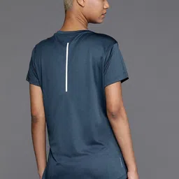hrx by hrithik roshan Women Solid Round Neck Polyester Blue T-Shirt image 5
