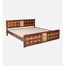 woodsworth from pepperfry Alhambra Sheesham Wood Queen Size Bed In Scratch Resistant Provincial Teak image 5