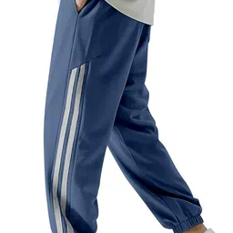 Men Self Design Blue Track Pants-image-69