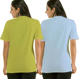 shaun Pack of 2 Women Self Design Round Neck Polyester Multicolor T-Shirt-picture-12