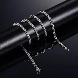 meenaz silver chain for men combo necklace for men 2 Bracelet chains for men neck chain for men chain for boys mens chain Stainless steel stylish long chains Locket Pendant golden chain fashion 392 image 2