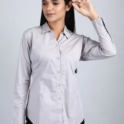 blue ronin Women Regular Fit Solid Curved Collar Casual Shirt-picture-12