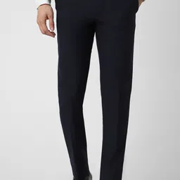 van heusen Men Slim Fit Dark Blue Polyester Trousers-picture-19