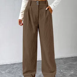 rajovati Women Loose Fit Brown Viscose Rayon Trousers-picture-13