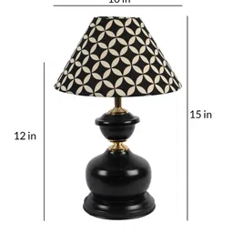 Fellida Offwhite & Black Cotton Shade Night Lamp With Iron Base By Tu Casa image 5