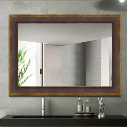 Brown Synthetic Wood Knack Wall Mirror-image-38