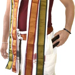 TUNI MANI SPL Readymade Mayilkan Dhoti Pant With Angavastram Set With Side Pocket Solid Men Dhoti-picture-18