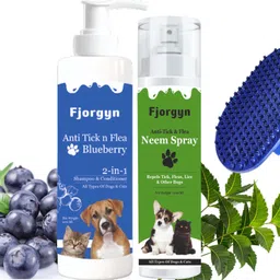 fjorgyn Anti-Tick & Flea Blueberry Shampoo + Anti-Tick Neem Spray + Bath Brush For Pets Flea and Tick, Allergy Relief, Anti-fungal, Anti-itching, Anti-dandruff, Hypoallergenic Blueberry, Neem Dog Shampoo-picture-12