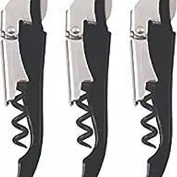 protos india.net ® 3 in 1 Wine Cork Opener Pack of 3 Professional Corkscrew for Waiters to Steel Wine Bottle Opener Foil Cutter Bottle Opener-picture-15