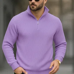 starvy Men Full Sleeve Solid, Striped Sweatshirt image 1