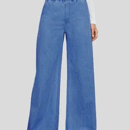 Women Loose Fit High Rise Blue Jeans-image-7