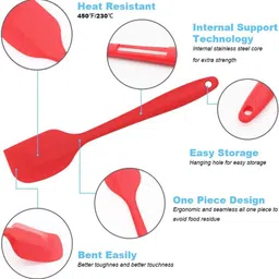 serplex Silicone Spatula and Oil Brush Combo Heat Resistant Baking Tools Red Kitchen Tool Set image 3